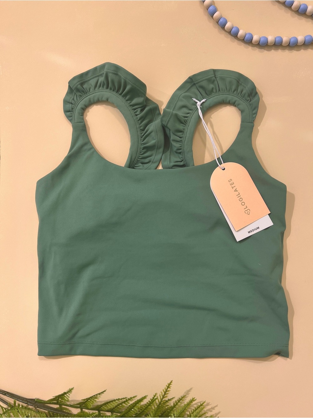 Blogilates Ruffle Tank Size M Green NWT